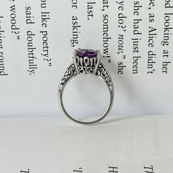 Kabana Sterling Silver Purple Amethyst Solitaire Gemstone 925 Ring Size 7 - Picture 6 of 6